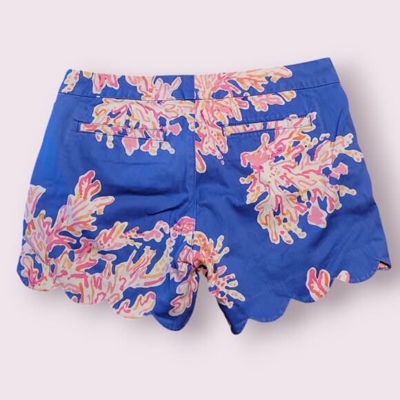 Lilly Pulitzer Buttercup Shorts Sz 0 “It’s Eelectric” Blue Print EUC Preppy Chic - Picture 3 of 10